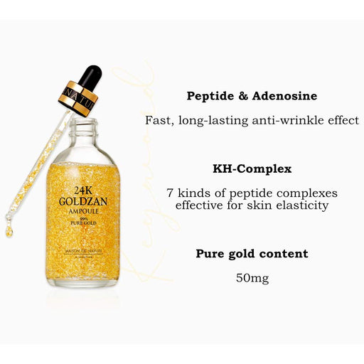 24K Goldzan Facial Serum Ampoule Pure Gold 99.9% Maison De Nature 100 ml Made in Korea