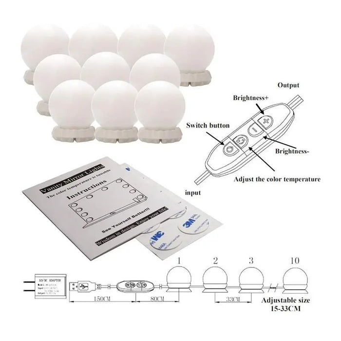 Vanity Mirror Light LED Bulbs for Makeup Mirror Stand (10 Bulbs)